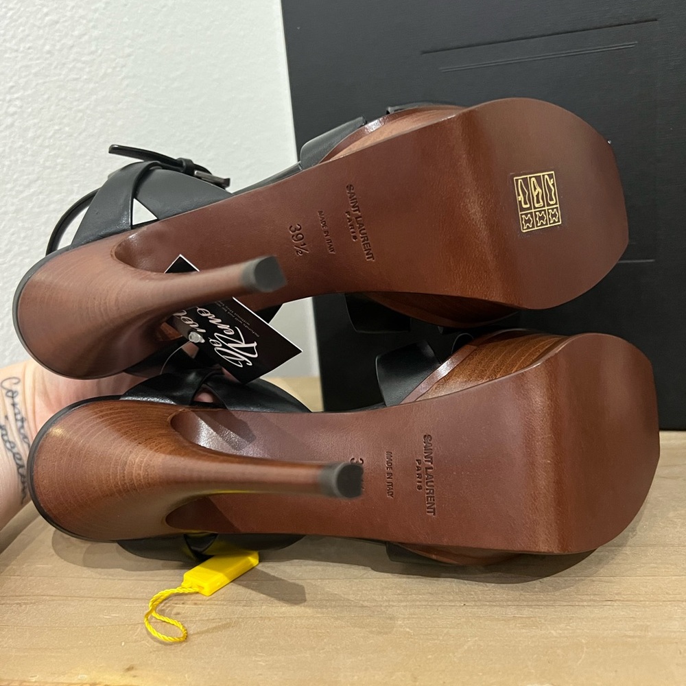 Saint Laurent Tribute Leather 105mm Platform Sandals NWT - Picture 9 of 10